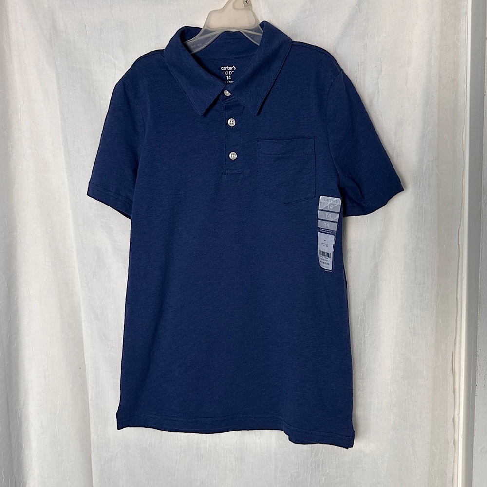 3/$20💥 Carters Boys Blue Short Sleeve Polo Shirt‎ NWT